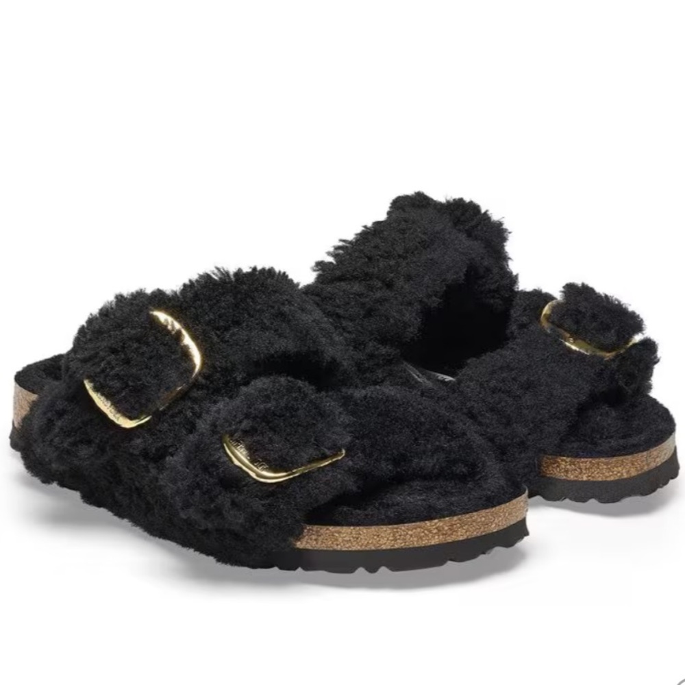 NWT Birkenstock Arizona Big Buckle Shearling Sandals Size 37